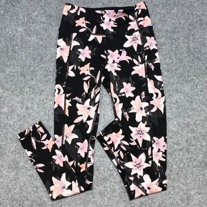 Victoria's Secret Womens Floral High Rise Pocket‎ Leggings Black Pink Size 6